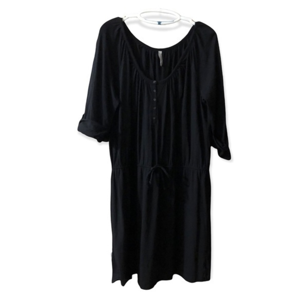 Old Navy Dress Women’s XL Black Front Tie Midi Goth Whimsigoth Cotton Blend